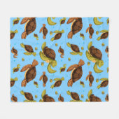 ウミガメ模様 フリースブランケット (正面(横))