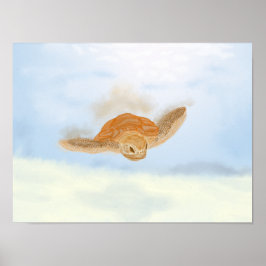 ウミガメ水下。 ポスター