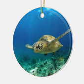 ウミガメ水中 セラミックオーナメント (左)