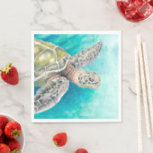 ウミガメ水彩グリーン スタンダードランチョンナプキン (インサイチュ)