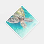 ウミガメ水彩グリーン スタンダードランチョンナプキン (角)