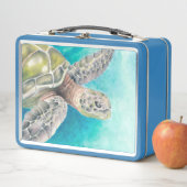 ウミガメ水彩グリーン メタルランチボックス (インサイチュ)