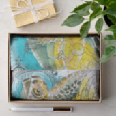 ウミガメ水彩ヴィンテージマップ白 薄葉紙 (ギフト)