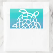 ウミガメ水彩海 長方形シール (バッグ)