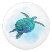 ウミガメ水彩熱帯海 セラミックノブ (正面)