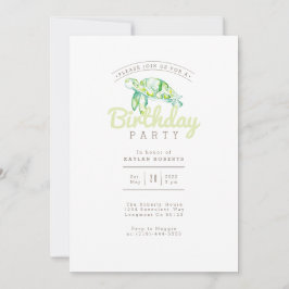 ウミガメ水彩 |誕生日パーティー 招待状