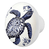 ウミガメ水色と白の海右向き セラミックノブ (右)