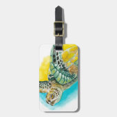 ウミガメ水色インクグリーン ラゲッジタグ (正面縦)