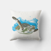 ウミガメ水色デザイン クッション (裏面)