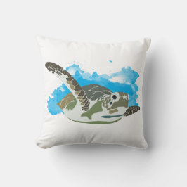 ウミガメ水色デザイン クッション