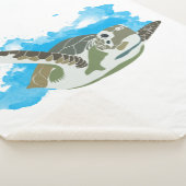 ウミガメ水色デザイン シェルパブランケット (3/4)