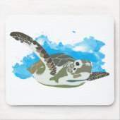 ウミガメ水色デザイン マウスパッド (正面)