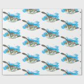 ウミガメ水色デザイン ラッピングペーパー (フラット)