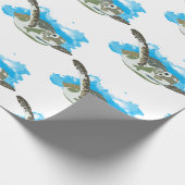 ウミガメ水色デザイン ラッピングペーパー (角)