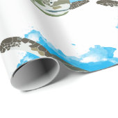 ウミガメ水色デザイン ラッピングペーパー (ロールコーナー)