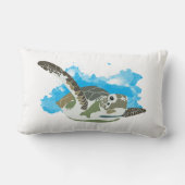 ウミガメ水色デザイン ランバークッション (裏面)