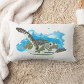 ウミガメ水色デザイン ランバークッション (ブランケット)