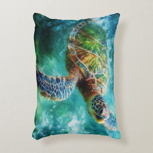 ウミガメ水色 アクセントクッション (正面(垂直))