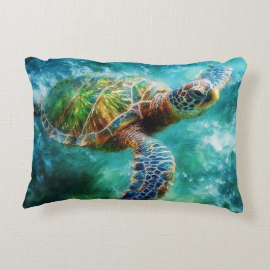 ウミガメ水色 アクセントクッション (裏面)