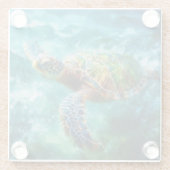 ウミガメ水色 ガラスコースター (裏面)