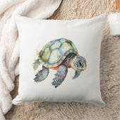 ウミガメ水色 クッション (ブランケット)