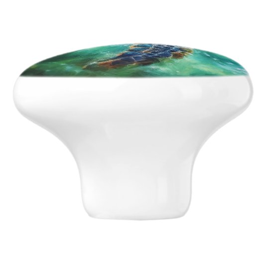 ウミガメ水色 セラミックノブ (側面)