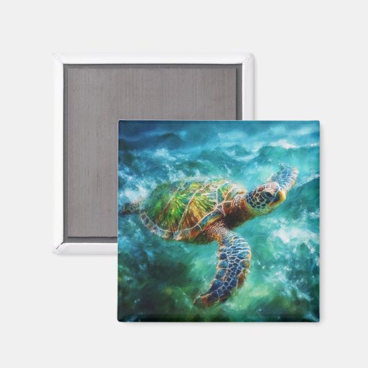 ウミガメ水色 マグネット (正面/裏面)