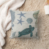 ウミガメ沿岸ビーチヒトデ珊瑚礁クラゲ クッション (ブランケット)