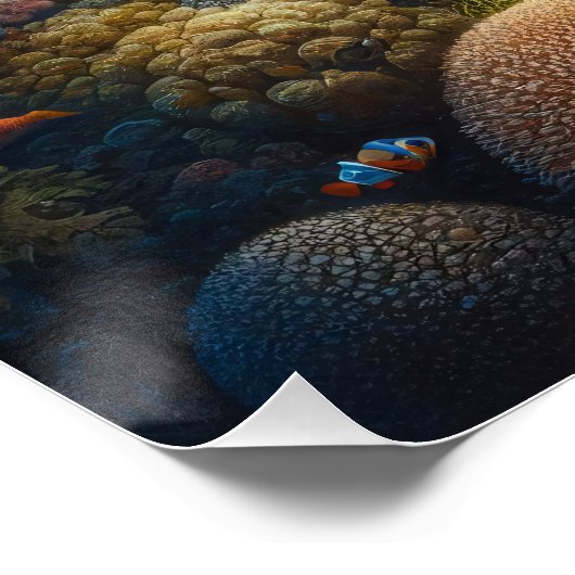 ウミガメ泳のまわりにぐ珊瑚の切り離し ポスター (コーナー)