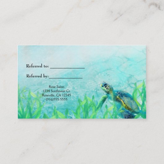 ウミガメ海エレガントビーチフレンド参照 紹介カード (裏面)