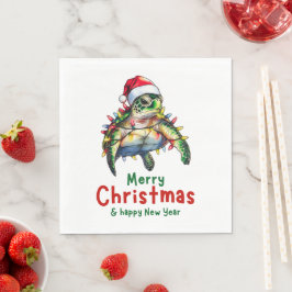 ウミガメ海クリスマスハットクリスマス スタンダードランチョンナプキン