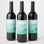 ウミガメ海ビーチアートカスタムウェディングワイン ワインラベル (ボトル)