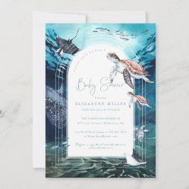 ウミガメ海ベビーシャワー招待状 招待状