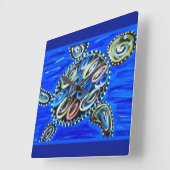 ウミガメ海マリンライフ夏ビーチハウス スクエア壁時計 (傾斜)