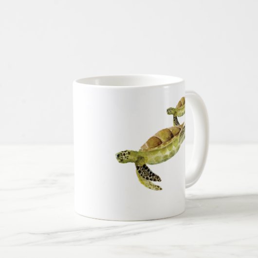 ウミガメ海水色マグカップ コーヒーマグカップ (正面右)