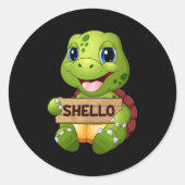 ウミガメ海洋生物海ウミガメ動物ギフトアイディア ラウンドシール (正面)