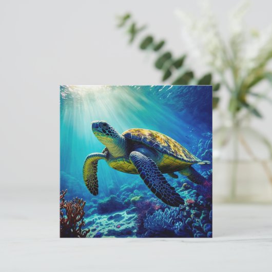 ウミガメ海海洋生物ビーチ自然動物 カード (スタンド正面)