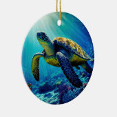 ウミガメ海海洋生物ビーチ自然動物 セラミックオーナメント (右)