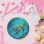 ウミガメ海海洋生物ビーチ自然動物 ペーパープレート (パーティー)