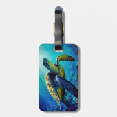 ウミガメ海海洋生物ビーチ自然動物 ラゲッジタグ (裏面縦)