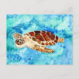 ウミガメ海海洋生物水絵画色 ポストカード