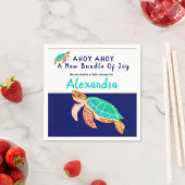 ウミガメ海軍ブルーボーイ航海のベビーシャワー スタンダードカクテルナプキン (インサイチュ)