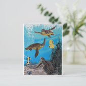 ウミガメ海、熱帯壁芸術 ポストカード (スタンド正面)