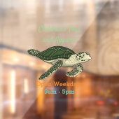 ウミガメ漫画イラストレーション ウィンドウサイン (シート2)