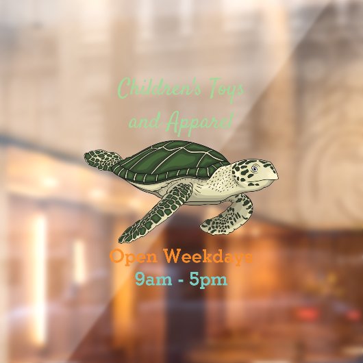 ウミガメ漫画イラストレーション ウィンドウサイン (シート2)