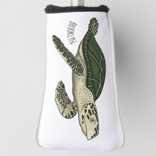 ウミガメ漫画イラストレーション ゴルフヘッドカバー (回転90)