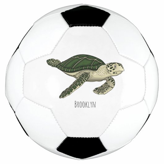 ウミガメ漫画イラストレーション サッカーボール (正面)