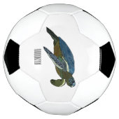 ウミガメ漫画イラストレーション サッカーボール (回転)