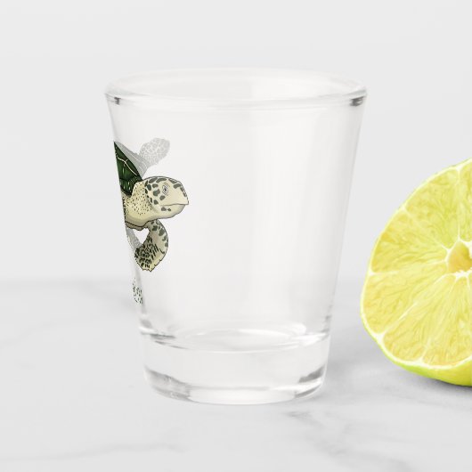 ウミガメ漫画イラストレーション ショットグラス (右)