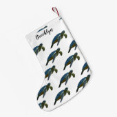 ウミガメ漫画イラストレーション スモールクリスマスストッキング (裏面 (吊り時))